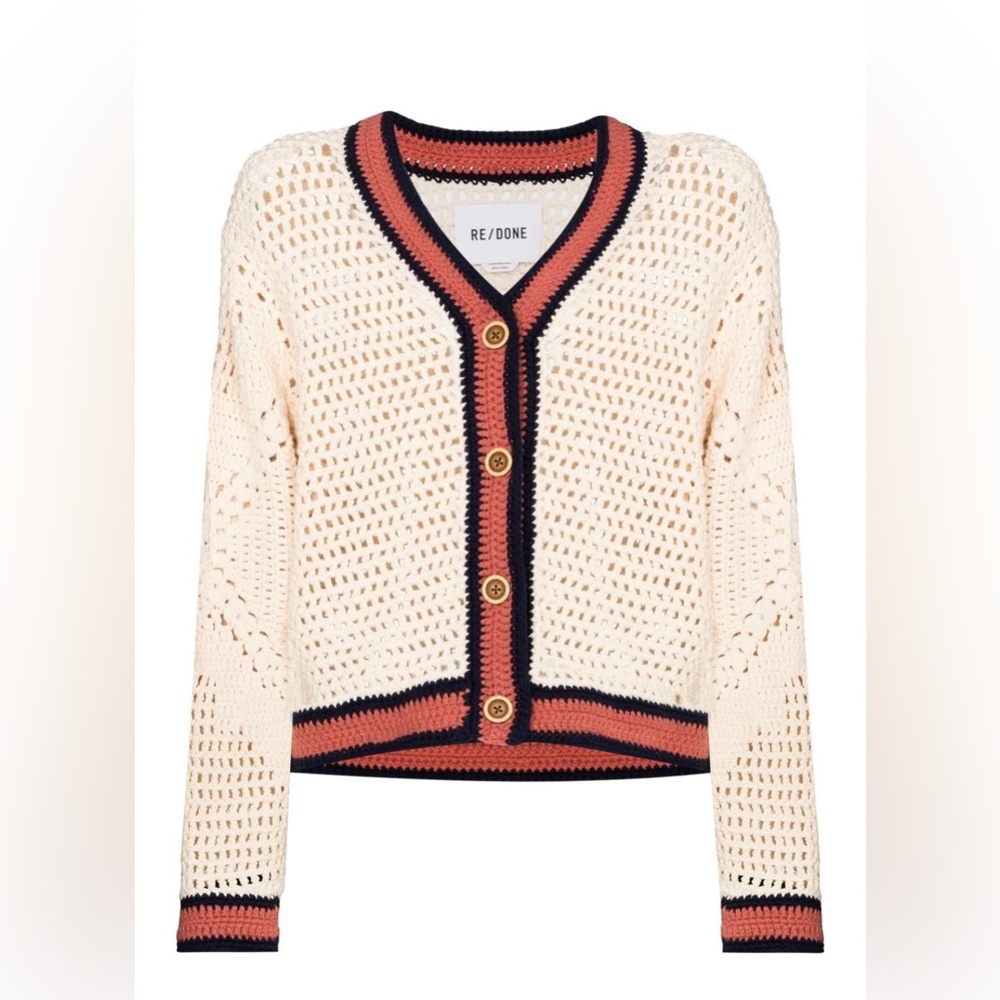 Re/Done Cream and Black Cardigan